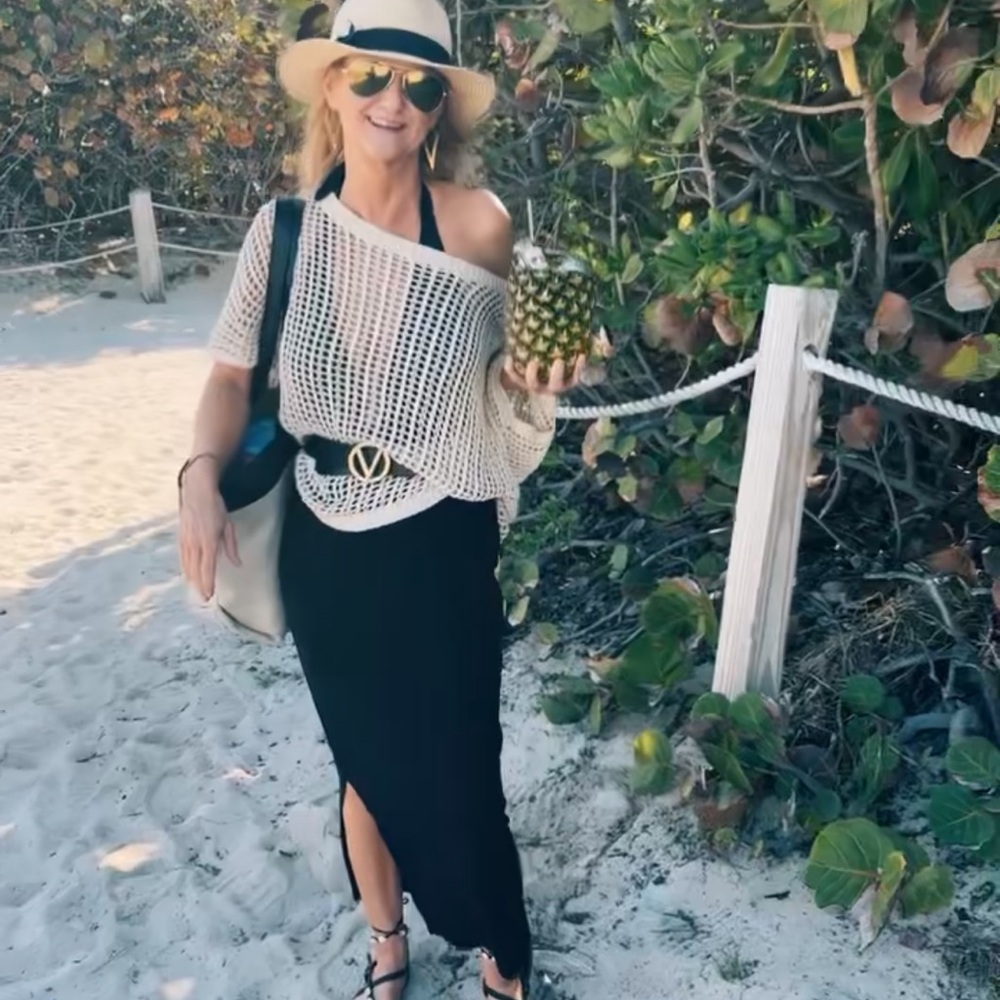 Elegant Cream Knit Swim Coverup Top